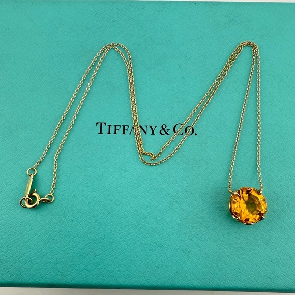RARE Tiffany & Co. 18k Citrine Sparkler Necklace 18" in Yellow Gold - Picture 1 of 10